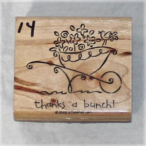 Stampin' Up! Rubber Stamp Flower Wheelbarrow And Bird Thanks A Bunch - Picture 1 of 2