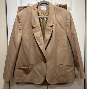 Vintage Pendleton 100% Wool Camel Tan Blazer With Skirt Suit Set Plus Size 20W - Picture 1 of 10