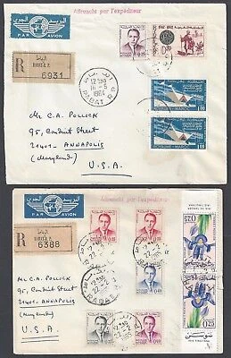 MOROCCO 1965 TWO REGISTERED RABAT COVERS AIR MAIL TO US Cover