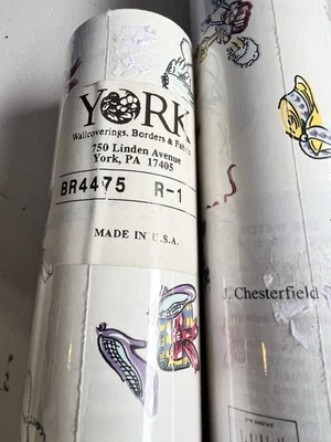 2 Papel Pintado York Vintage Doble Rollo br4475 Sombrero Zapato Joyería Espejo Femenino EE. UU. Foto 1 de 4