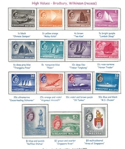 SINGAPORE (5075) QE11 X 1955 SG38-52 PICTORIAL SET 15 M/M - Picture 1 of 1