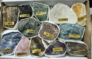 Mixed Box Raw Stone Approx 13 Pcs With Names - Picture 1 of 5