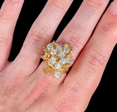 D/VVS 莫桑石女式 14k 集团金块戒指 925 银 — 第 1/4 张图片