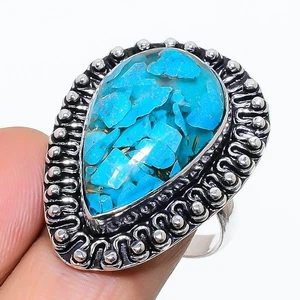 Natural Copper Turquoise Gemstone 925 Sterling Silver Jewelry Ring Size 7(US) - Picture 1 of 1