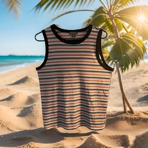 Pre Owned Women’s Eddie Bauer Sleeveless Shirt Tank Top Striped Sz XL Comfort - Picture 1 of 11