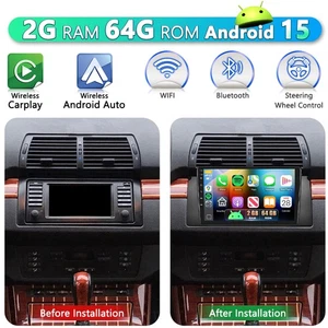2+64GB For BMW X5 E53 Android15 Apple Carplay Car Radio Stereo GPS Navi WIFI RDS - Bild 1 von 17