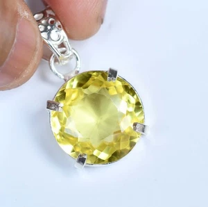 31,25 ct natürlicher gelber Saphir rund 925 Sterlingsilber Anhänger zertifiziert - Bild 1 von 9