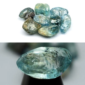 💎 96.16ct 8pcs Lot Rough Natural Green Blue Zircon - Gentle Heat, Cambodia Gems - Picture 1 of 6