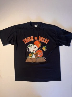 Camiseta De Colección Snoopy Charlie Marrón Halloween Truco o trato Calabaza Años 80 EE. UU. Grande Foto 1 de 4