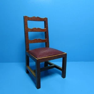 Dollhouse Miniature Wood Kitchen Dining Room Chair with Leather Seat Cover T6883 - Picture 1 of 1