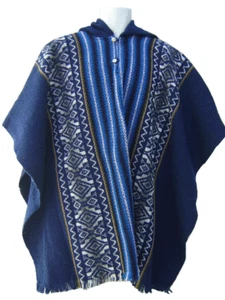 WHOLESALE LOT OF 10 BEAUTIFUL ALPACA WOOL HOODED AMBATO PONCHO FOR MEN 21V - Picture 1 of 12