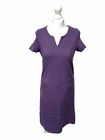 Boden Purple Roma Dress Split Neck size 12L Shift Jersey