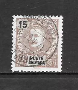 PONTA DELGADA SCOTT 16 USED VF - 1897 15r BROWN ISSUE - KING CARLOS (D) - Bild 1 von 2