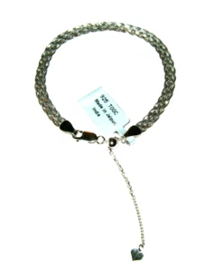 NWT GEMPORIA GEMS TV 925 STERLING SILVER BRAIDED SLIDER BRACELET WITH HEART - Picture 1 of 2
