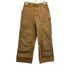 Pantalon Carhartt taille jeunesse 14 marron jambe droite menuisier coton vêtements de travail utilitaires