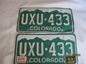 Colorado license plate pair 1988 # UXU-433 - Picture 1 of 12