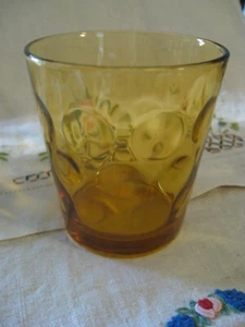 Vtg Hazel Atlas Coin Dot Amber Gold Beverage Glass Cup Tumbler Capri EldoradoEC - Picture 1 of 6