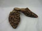 Bamboo Womens Leopard Print Flat Animal Print Black Brown Slides Shoes Size 6.5