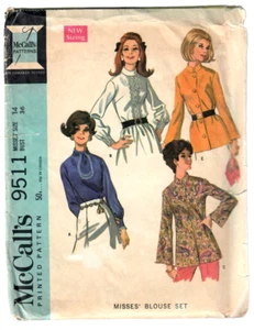 McCall’s 9511 Sewing Pattern Misses Long Sleeved Blouse w/Ctr Back Zipper Sz 14 - Picture 1 of 4