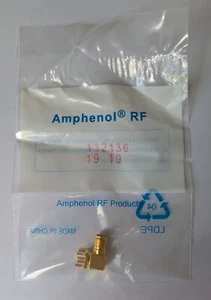 Amphenol 132136 SMA jack żeńskie mocowanie PCB kąt prosty złącze RF 50 Ohm - Zdjęcie 1 z 2