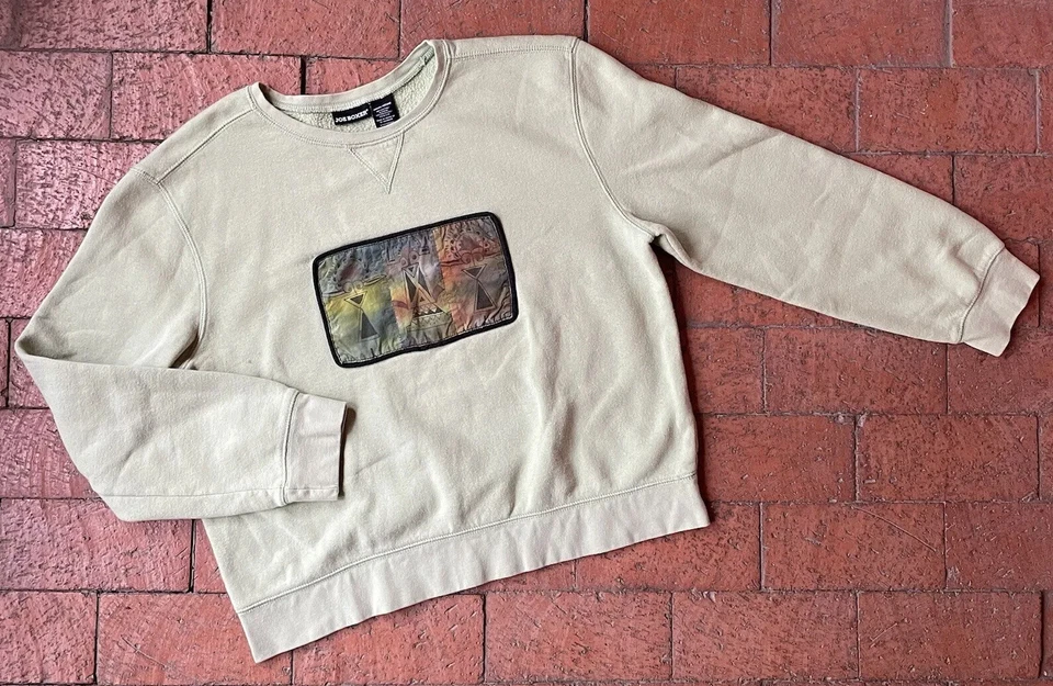 复古 Joe 拳击运动衫绿色中号抽象西南蜡染布贴 — 第 1/4 张图片