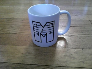 M Initial Mug Musician Music Notes Coffee Cup NEW UNUSED FREE SHIP - Picture 1 of 10