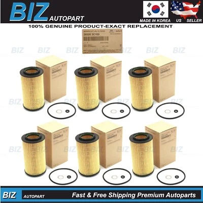 Genuine 6PACK Oil Filter Kit for 2006-2010 HYUNDAI KIA 3.3L 3.8L # 26320-3C100 - Image 1 of 4