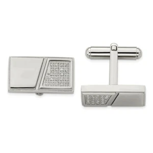 Stainless Steel Polished with CZ Cufflinks - Picture 1 of 3