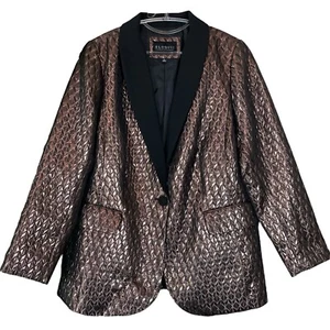 Blazer Chaqueta Eloquii Metálica Formal Noche Bronce Marrón Negro Talla 16 - Imagen 1 de 9