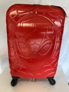 Marvel SpiderMan FUL 21" Rolling Luggage Mask Design Hardshell Red Suitcase NEW - Picture 1 of 7