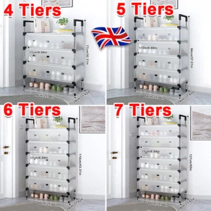 7 Tier Cabinet Storage Organiser Shoe Rack Stand-Holder w/ Dust-proof Cover Tool - Picture 1 of 15