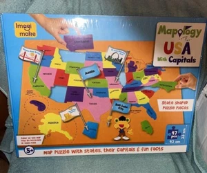 Mapology Stati Uniti, Capitali, Fatti Divertenti, Puzzle 47 pezzi, NUOVO/SIGILLATO - Foto 1 di 4