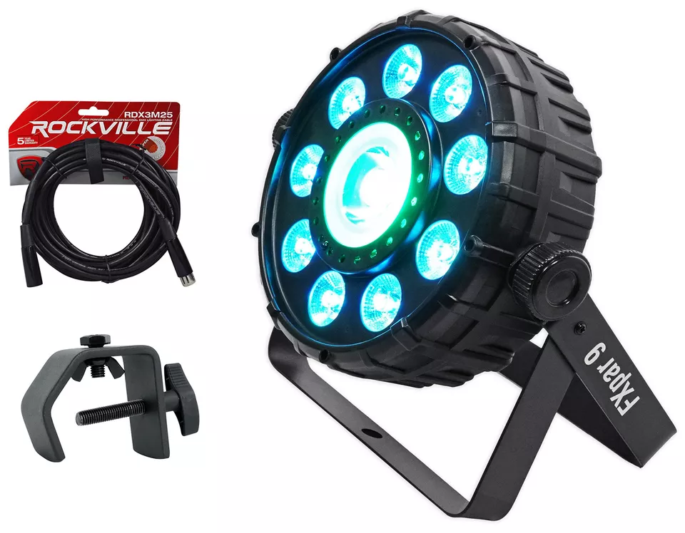 Chauvet DJ FX Par 9 DMX Multi-Effect LED/SMD RGB+UV Par Strobe Light+Cable+Clamp - Image 1 of 4