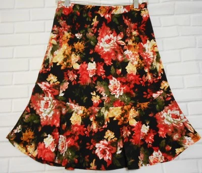 Nordstrom Pleione Small Red Floral Flared Knee Length Skirt Bohemian Festival - Image 1 of 4