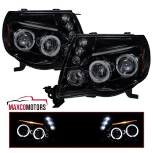 Smoke Projector Headlights Fits 2005-2011 Toyota Tacoma LED Halo Lamp Left+Right - Picture 1 of 7