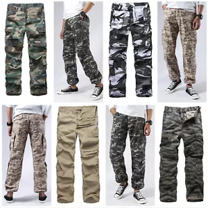 Mens Military Paratrooper Airborne Vintage Pants Outdoor Camo Casual Cargo Pants - Picture 1 of 74