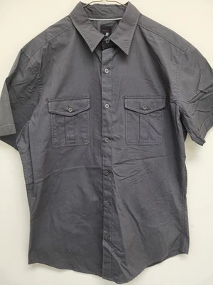 JF J. Ferrar Shirt Mens Medium Gray Modern Fit Short Sleeve Button Front Pockets - Image 1 of 4