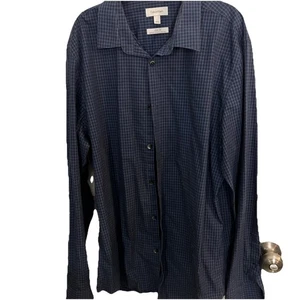 Calvin Klein L Slim Fit Infinite Cool Non Iron Blue Black Checkered Button Up - Picture 1 of 7