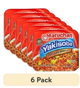 (Paquete de 6) Fideos con sabor a carne de res Maruchan Yakisoba Teriyaki, paquete estable de estante de 4 oz - Imagen 1 de 13