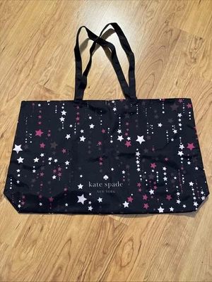 Bolso de Mano Kate Spade Grande Estrella Lona Shopper Playa Plegable Negro NUEVO Foto 1 de 4
