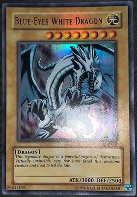 2002 Blue Eyes White Dragon LOB-001 Ultra Rare Holo YuGiOh Card Asian English - Image 1 of 4