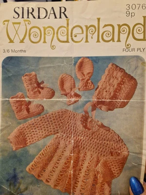 Sirdar 3076 Baby 4 Ply Crochet Pattern 3-6 mths Angel Set, Jacket Bonnet COPY  - Image 1 of 2
