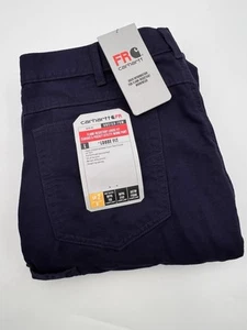 NEW Carhartt 36x35 Flame Resist Canvas Original Fit Navy Blue Pants FRB159 CAT 2 - Picture 1 of 18