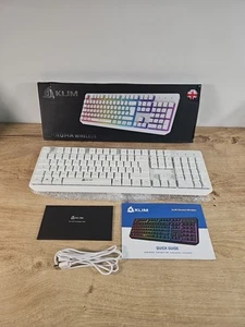 KLIM Chroma Wireless Keyboard UK Layout RGB Beleuchtung WiFi Dongle weiß - Bild 1 von 10