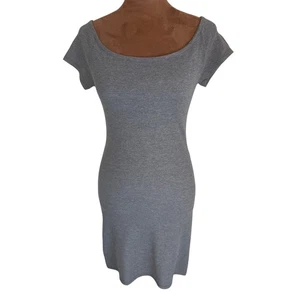 Abito donna maglia a costine AntiStar XS grigio manica corta scollo barca bodycon nuovo senza etichette - Foto 1 di 7