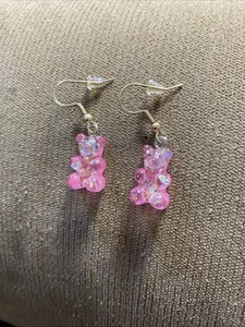 Gummibärchen rosa glitzernde Ohrhänger Rave Festival Party Sommer - Bild 1 von 1