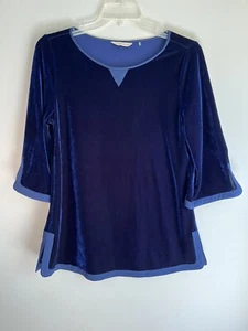 Túnica para mujer Soft Surroundings talla pequeña azul terciopelo manga 3/4 - Imagen 1 de 4