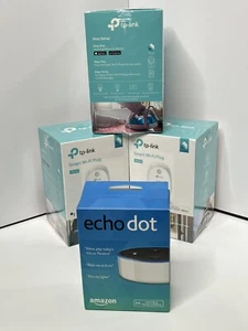Amazon Echo Dot 2nd Gen Smart Voice White New+(3) tp-link Smart Wi-Fi Plug HS100 - Picture 1 of 6