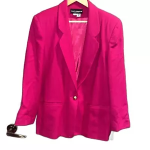 Vintage Pink Blazer Jacket 100% Wool Made in USA Work Attire Business Barbie 14 - Picture 1 of 10