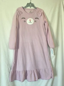 New Carter's Bear Fleece Long Sleeve Nightgown Nightshirt Girls Purple - Picture 1 of 1